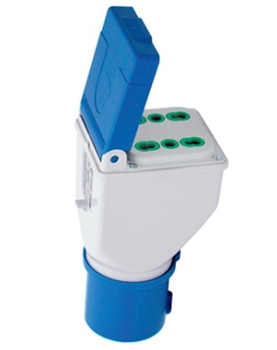 ADATTATORE CEE DA SPINA 2P+T 16A 220V A PRESA BIVALENTE - FME 73101