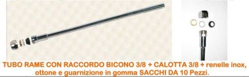 TUBO RAME X RUBINETT. D.10X400 C/BICONO+CALLOTTA CROMO - DBR R-B0400CC