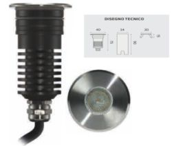 FARETTO INC.CARR.24V 3W IP67 3000K ACC.316 ALL.P HELM - ERX AL1003C