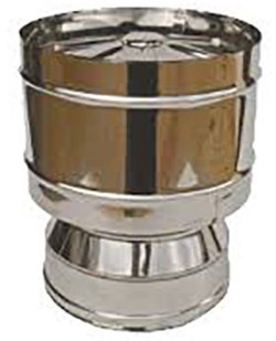 CAPPELLO A BOTTE DOPPIA PARETE INOX D.100-150 CON PARAPIOGGI - BERT CBDP100
