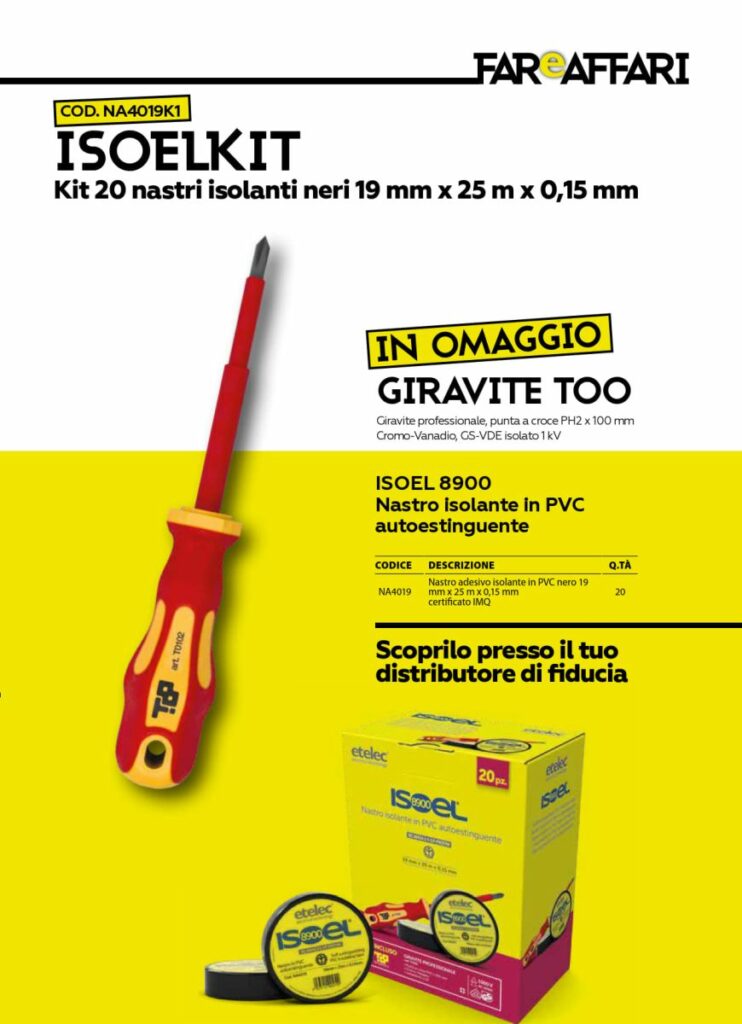 BOX NASTRO ISOLANTE 19X25 NERO IMQ + GIRAVITE 1000V - ETL NA4019K1
