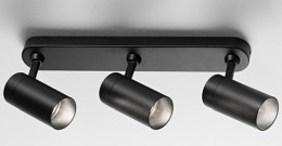 FARETTO DA PARETE 3 LUCI NERO ORIENTABILE 380X55X185 GU10 - ISY 758N