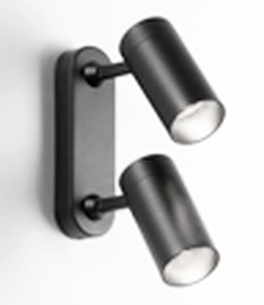 FARETTO DA PARETE 2 LUCI ORIENTABILE NERO 180X55X185 GU10 - ISY 757N