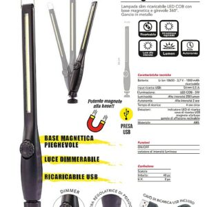 LAMPADA DA LAVORO SLIM RICARICABILE CON MAGNETE - CFG EL068