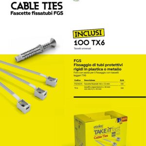 KIT 100PZ FASCETTE FISSATUBO FGS16575 + 1CF TX6 IN OMAGGIO - ETL KT1074