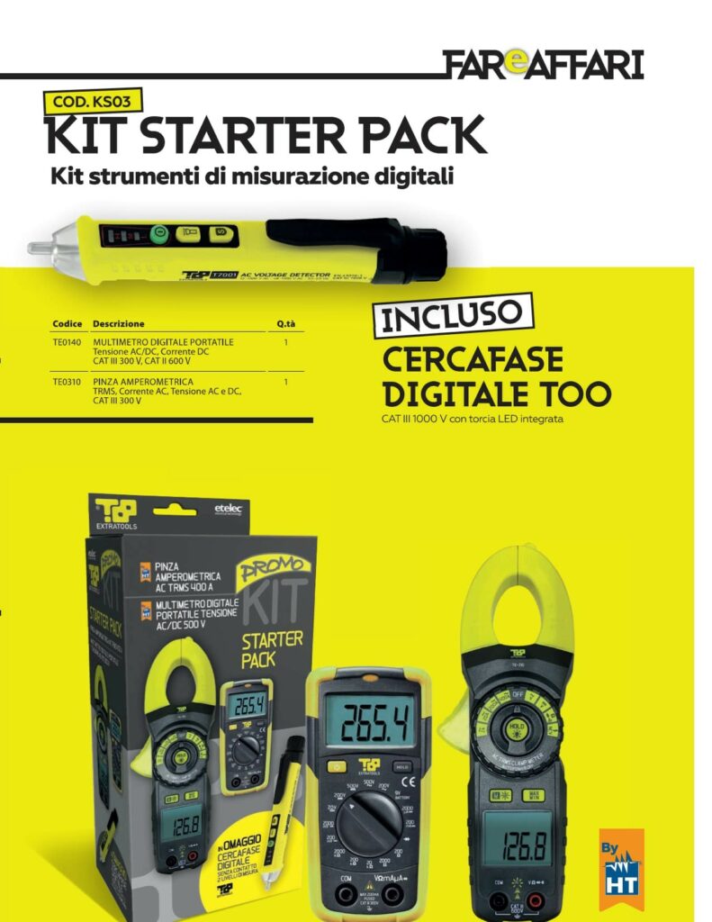 KIT 3 STRUMENTI - PINZA AMPEROMETR.+MULTIMETRO+CERCAFASE DIG - ETL KS03