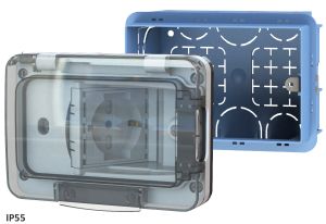 PLACCA TRASPARENTE IP65 CON SUPPORTO CON SCHUKO WIDE - 4BX 4B.W.RAL.015