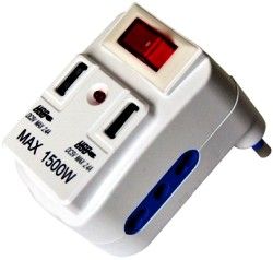 ADATTATORE TRIPLO 16A 2 PRESE BIV. + 2 USB CON INTERRUTTORE - MEM 492519353