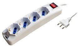 MULTIPRESA 4 USCITE BIVALENTI + SCHUKO BIANCA CON INTERRUT. - LIFE PEM3504-W