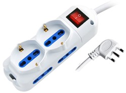 MULTIPRESA 2 USCITE SCHUKO BIV.+ 4 BIV. CON INTERR.CAVO 1,5M - LIFE PEM2512-W