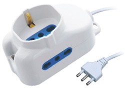 MULTIPRESA 1 USCITA SCHUKO BIV.+ 2 BIV.SENZA INTERR. CA.1,5M - LIFE PEM203074-W