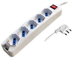 MULTIPRESA 5 USCITE BIVALENTI + SCHUKO BIANCA CON INTERRUT. - LIFE PEM3505-W