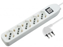 MULTIPRESA 5 USCITE BIVALENTI + SCHUKO BIANCA CON INTERRUT. - VELA MULTIT-I-S50