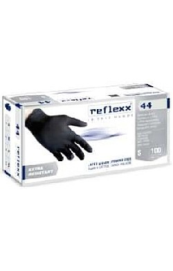 GUANTI IN LATTICE NERO SENZA POLVERE MONOUSO TG.S ALTA RESIS - REFL R44S