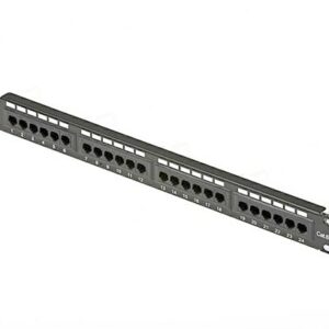 PANNELLO PATCH 24 PORTE UTP CAT6 RJ45 PER RACK 19" NERO - MHC AR-PPU6-24
