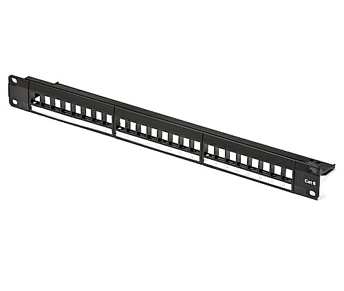 PANELLO PATCH 24 PORTE MODULARE PER RACK 19" 1U NERO - MHC AR-PP24M
