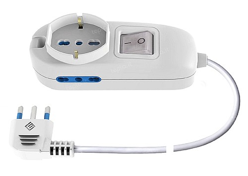 MULTIPRESA 3P SP.16A 1 SCHUKO + 2 BIVALENTI CON INTERR.1,5MT - OVE 30331N