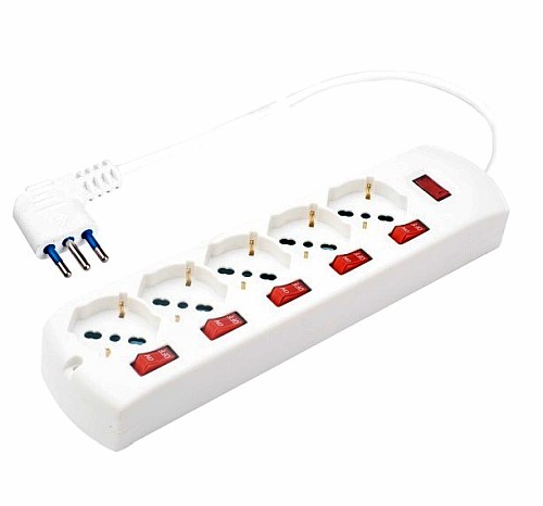 MULTIPRESA 5 USC. SCHUKO/BIV. PROT/SOVRACCARICO+INTER.INDIP - OVE 30554