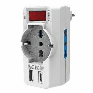 ADATTATORE 1 USCITA SCHUKO + 2 BIVALENTI + 2 USB A E C - OVE 30194