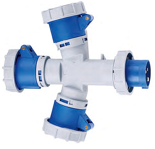 ADATTATORE CEE 1 SPINA 2P+T 16A A 3 PRESE 2P+T 16A IP67 - OVE 20564