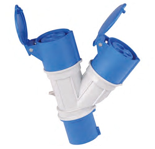 ADATTATORE CEE SPINA 2P+T A 2 PRESE 2P+T 16A - OVE 20561