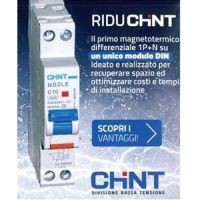 INTERRUTTORE M/T DIFFERENZIALE 1P+N 25A C 6KA 30MA T.AC 1M - CHT 689004