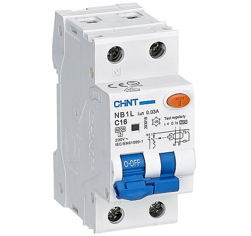 INTERRUTTORE M/T DIFFERENZIALE 1P+N 16A C 6KA 30MA T.A 2M - CHT 203247