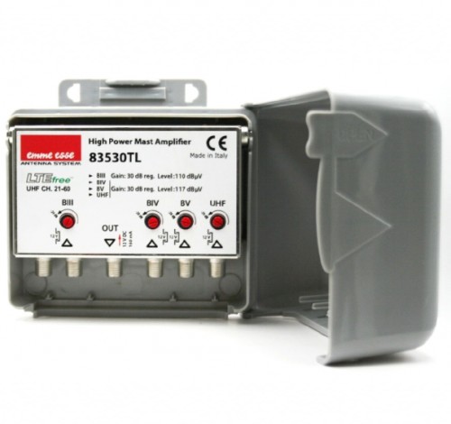 AMPLIFICATORE 4 IN B3+B4+B5+UHF 21-69 30+30DB - ESM 83530TL