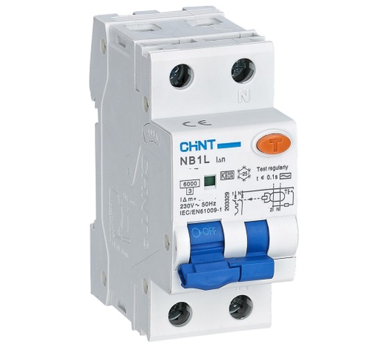 INTERRUTTORE M/T DIFFERENZIALE 1P+N 6A C 6KA 100MA TIPO AC - CHT 203308
