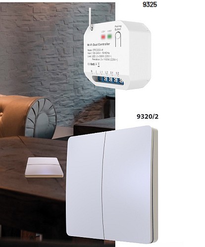 Kit Pulsante Wireless ECI Per Relè Smart 10A - Controllo Senza Fili E Senza Batterie, Facile Installazione