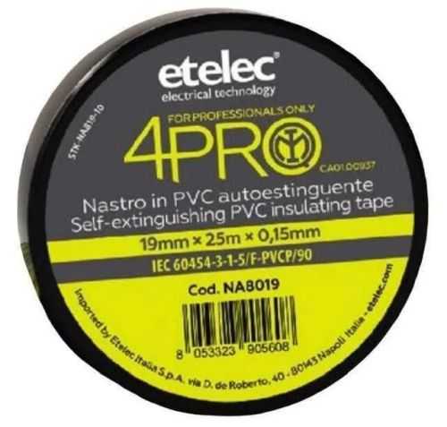 NASTRO ISOLANTE 19X25 IMQ NERO PROFESSIONALE - ETL NA8019