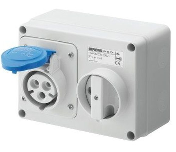 PRESA CEE 3P+N+T 16A PARETE 230V IP44 C/BASE-C/INTERRUTTORE - GEW GW66006
