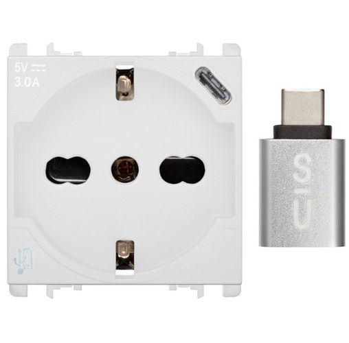 PRESAP40 250V+USB 5V 3A BIANCO - UTD 10312/2.B