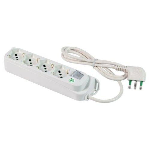 MULTIPRESA 4 PR. SCHUKO BIANCA SPINA 90°16A INTER.SOVRA.1,5M - FME 47420ECO