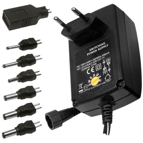 ALIMENTATORE UNIVERSALE SWITC. 3-12VC 27W + PRESA USB - ERT 130025200