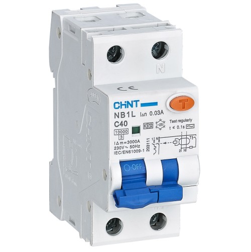 INTERRUTTORE M/T DIFFERENZIALE 1P+N 40A C 10KA 30MA TIPO AC - CHT 203111