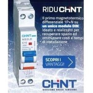 INTERRUTTORE M/T DIFFERENZIALE 1P+N 10A C 6KA 30MA T.A 1M - CHT 689006