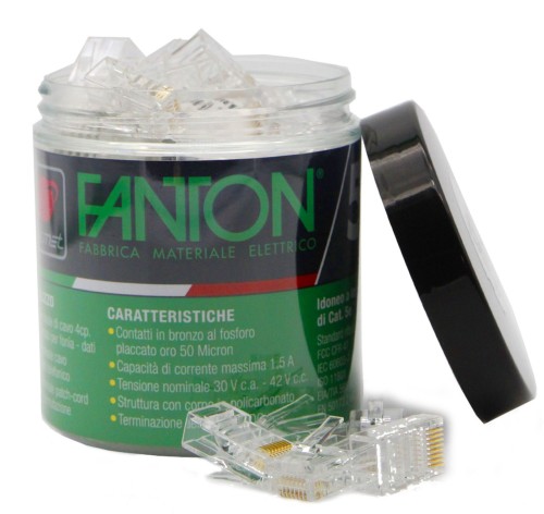 KIT 50 PLUG UTP CAT.5E RJ45 PASSANTE +10 COPRIPLUG BARATTOLO - FME 23720PB