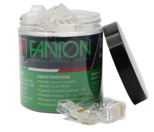 KIT 50 PLUG UTP CAT.6 RJ45 PASSANTE +10 COPRIPLUG BARATTOLO - FME 23727PB