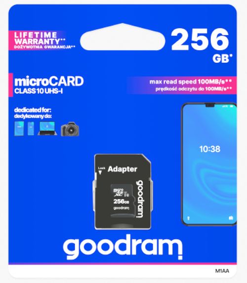 MICROSD 256GB CLASSE 10 UHS I CON ADATTATORE SD - GOODRAM - LIFE MICROSD256GB