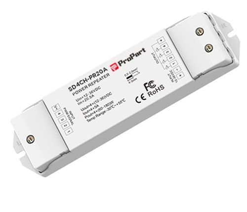 AMPLIFICATORE RGB/RGBW 20A 4 CANALI DA 6A 12-36V - LIFE SD4CH-PR20A