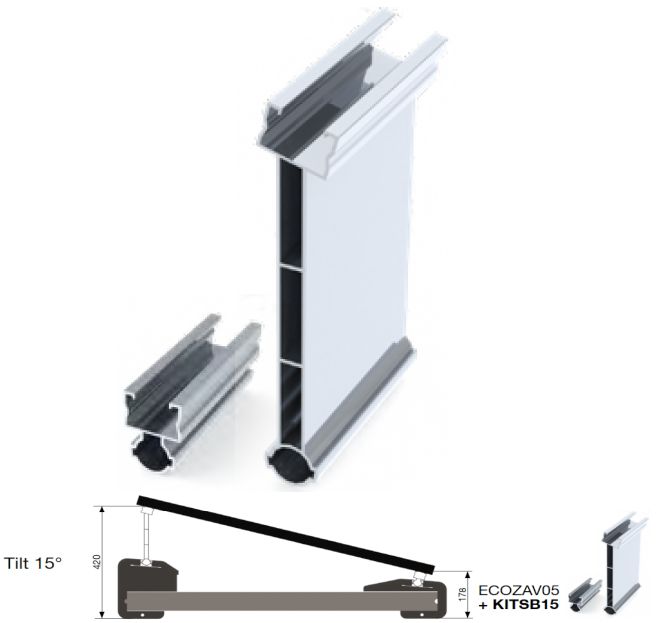 KIT STAFFE ELEVATRICI BASCULANTI PER INCL. PANNELLO 15° - ORB OB620401