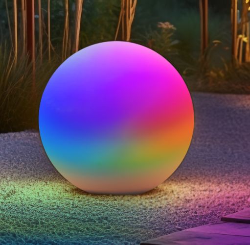 LAMPADA LED SOLARE A BOLLA 0,9W 3000K/RGB D.400 IP44 DIMMER. - CUY BLL-044000