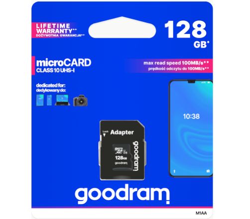 MICROSD 128GB CLASSE 10 UHS I CON ADATTATORE SD - GOODRAM - LIFE GR-M1AA-1280R11