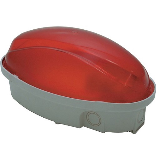 PLAFONIERA OVALE 60W IP65 E27 GRIGIO PLEX ROSSO - FME 62723
