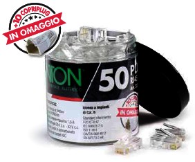 KIT 50 PLUG UTP CAT.5E RJ45 + 10 COPRIPLUG IN BARATTOLO - FME 23720B