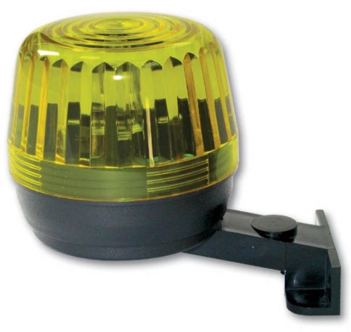 SEGNALATORE CON LUCE LAMPEGGIANTE O STROBO, GIALLO 12V/24V - C1A LUXG