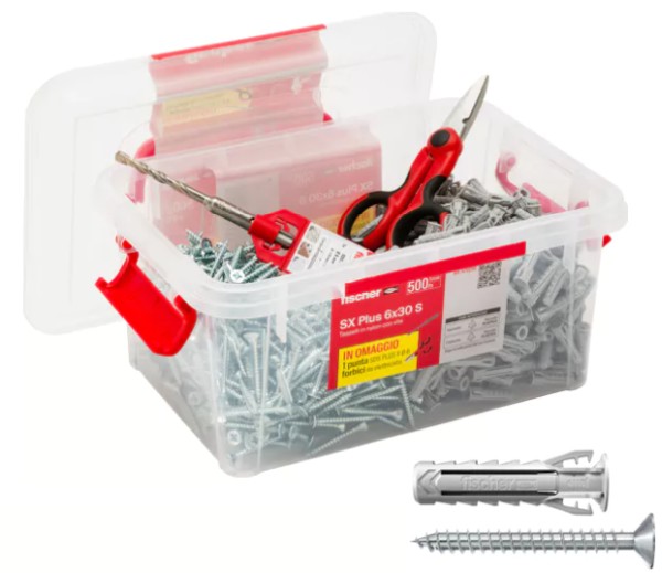 VASCHETTA 500PZ + PUNTA SDS SX PLUS 6X30S + FORBICE - FIS 00570210
