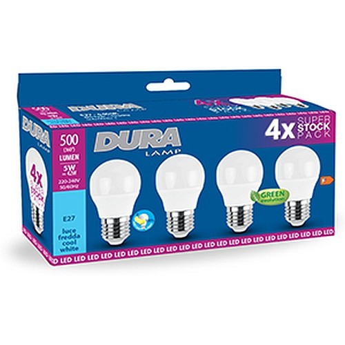 LAMPADA QUADRIPACK SFERA LED 5W E27 3000K 470LM OPALE - DRL CP45W7-4