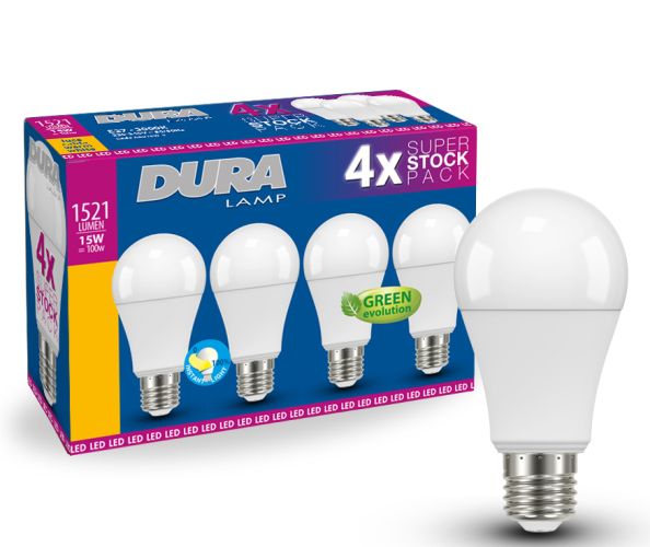 LAMPADA LED QUADRIPACK GOCCIA 13,5W E27 OPALE 3000K 1521LM - DRL A6015W-4